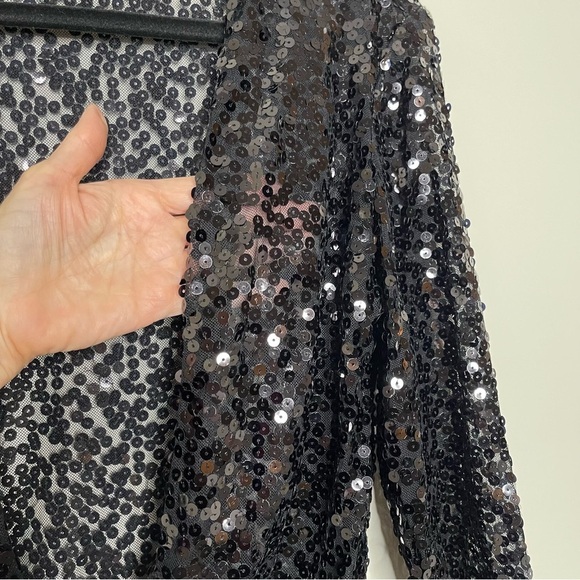 Chico’s Travelers Collection Sequin Ginger Jacket holiday party black tie - Picture 6 of 13